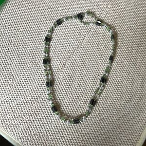Crystal dark green, light green, silver and white magnetic necklace/bracelet